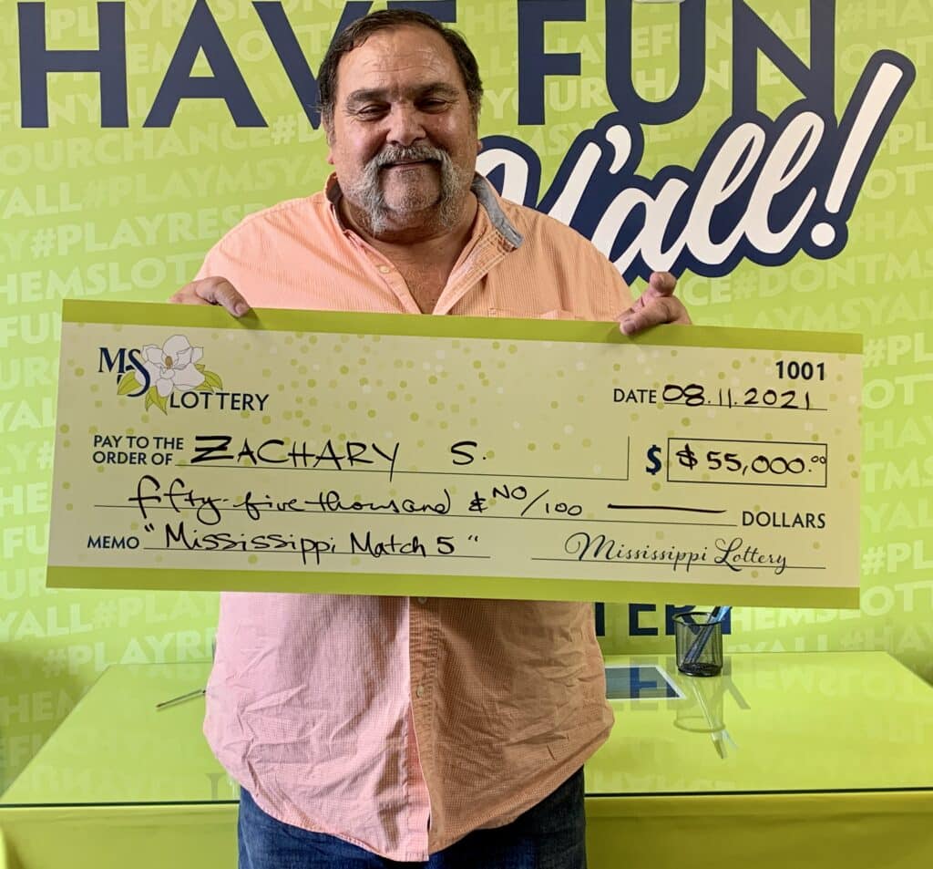 Zachary S. of Jackson won $55,000 on a Mississippi Match 5 ticket purchased from Sandy’s Marathon on S. Gallatin St., Jackson.