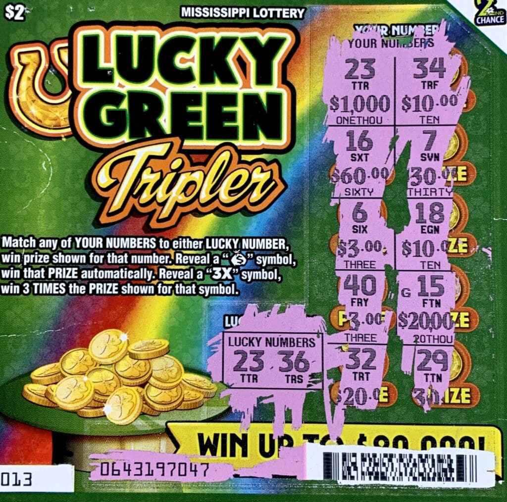 A Memphis, Tenn., man won $1,000 on a Lucky Green Tripler scratch-off game purchased from Smart Mart #3 on Hwy. 51, Southaven.