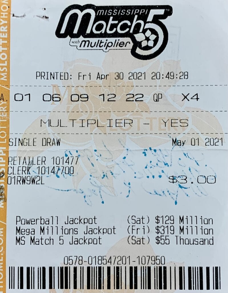 A Coffeeville player won $800 on a Mississippi Match 5 ticket purchased from Chevron Express on Oklahoma St., Coffeeville.