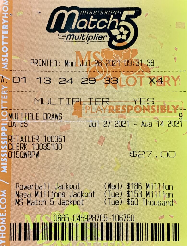 A Lincoln County man won $95,000 on a Mississippi Match 5 ticket purchased from Tobacco Mart on Hwy. 51, Brookhaven.