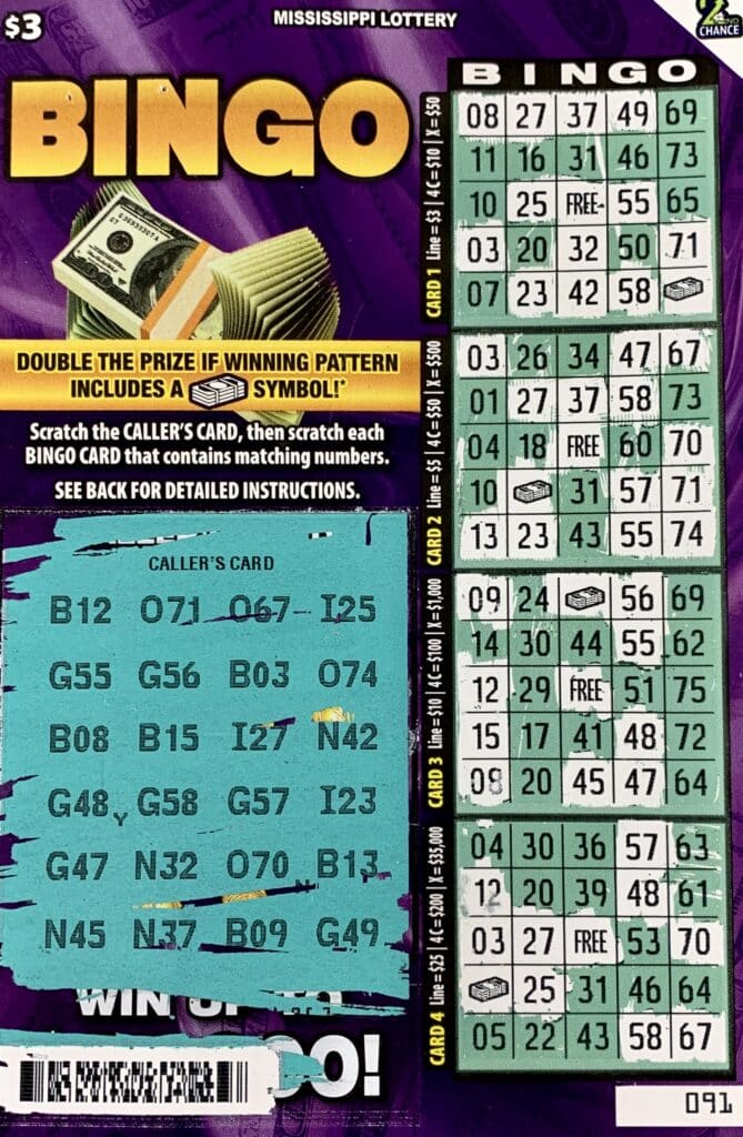 A D’Iberville woman won $1,000 on a Bingo scratch-off game purchased from Clark Oil Company Inc. #31 on Cedar Lake Rd., Biloxi.