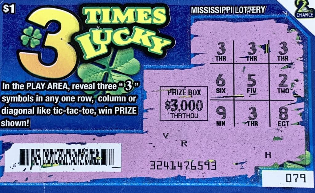 A Hattiesburg man won $3,000 on a 3 Times Lucky scratch-off game purchased from Jai Ganesh 27 LLC on W. 7th St., Hattiesburg.