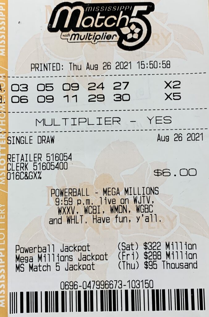 A Holly Springs man won $1,000 on a Mississippi Match 5 ticket purchased from Murphy Oil USA #7573 on Alexander Rd., Holly Springs.