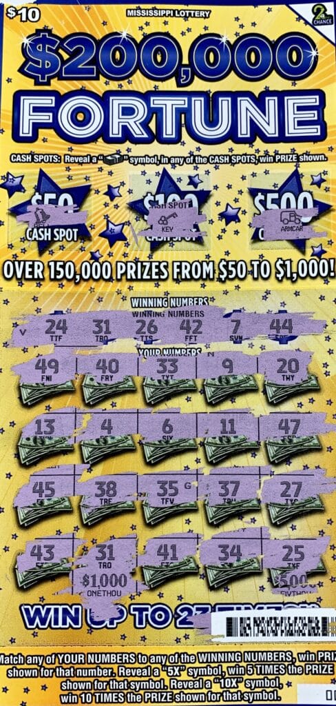 An Okolona woman won $1,000 on a $200,000 Fortune scratch-off game purchased from United Convenience Store on E. Monroe Ave., Okolona.