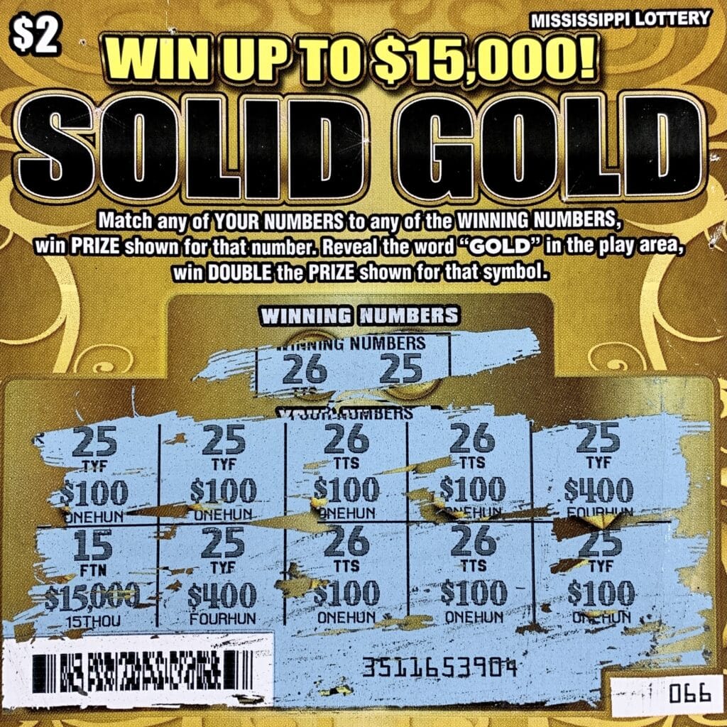 A New Albany woman won $1,500 on a Solid Gold scratch-off game purchased from Eagle Fast Stop #2 on W. Bankhead St., New Albany.