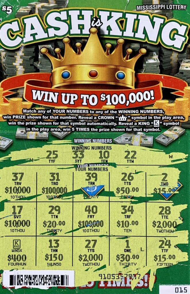 A Panola County man won $2,000 on a Cash is King scratch-off game purchased from Courtland Market on Hwy. 51, Courtland.