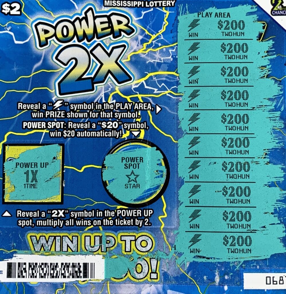 An Aberdeen woman won $2,000 on a Power 2x scratch-off game purchased from Okolona Deli Mart Inc on S. Church St., Okolona.