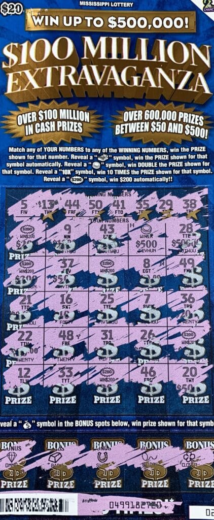 An Atoka, Tenn., man won $2,000 on a $100 Million Extravaganza scratch-off game purchased from Magnolia Quick Stop on Hwy. 51 N., Nesbit.