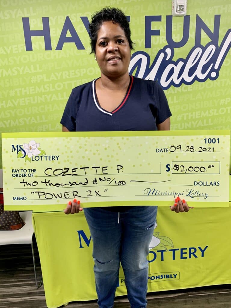 Cozette P. of Shubuta won $2,000 on a Power 2x scratch-off game purchased from Don Waldrons Mr Discount Drugs 1 on 14th St., Meridian.