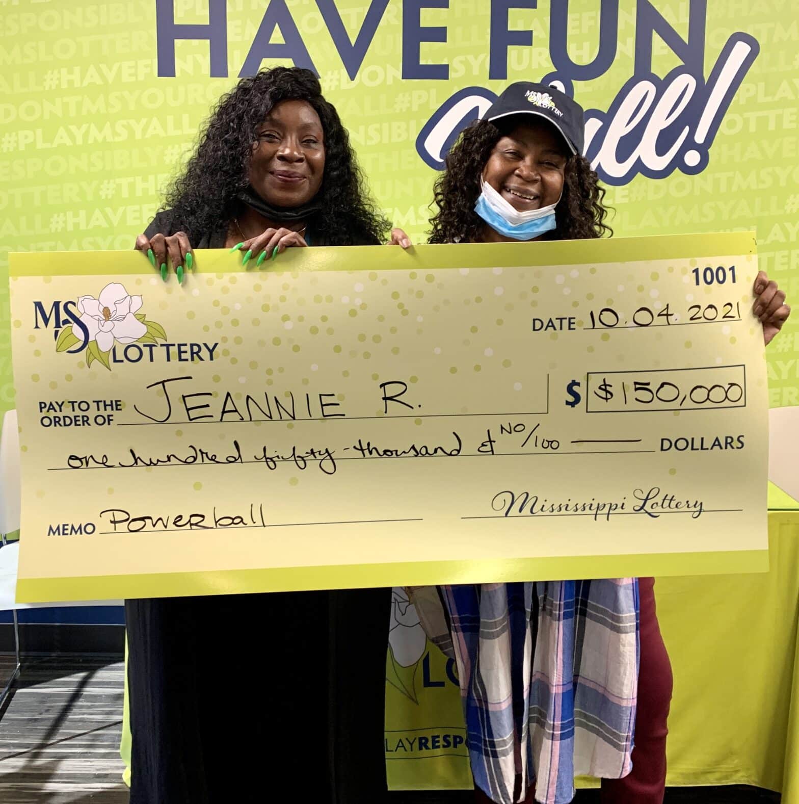 Jeannie R. of Washington County won $150,000 on a Powerball ticket purchased from Double Quick #109 on Hwy. 82 E., Greenville.