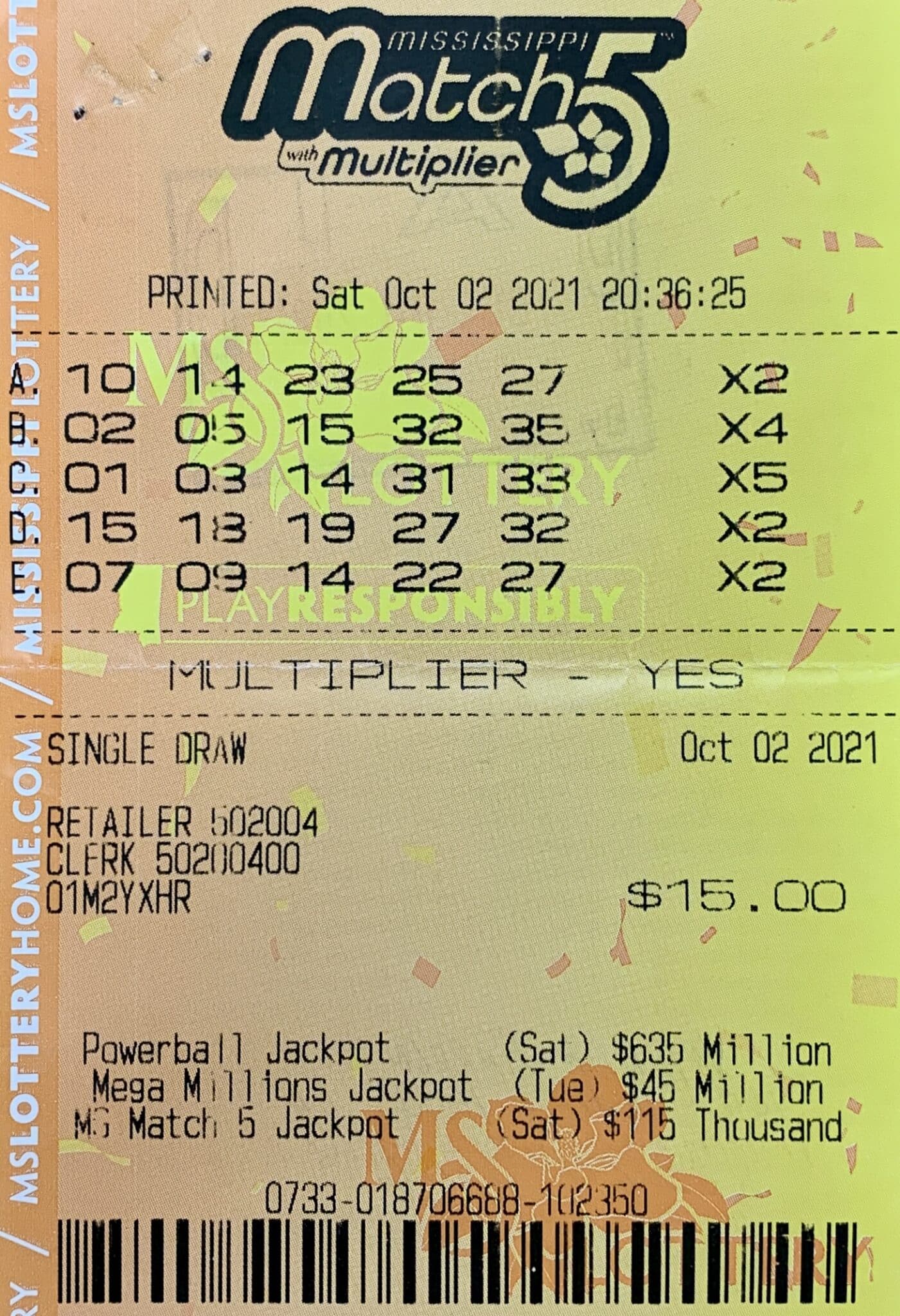 A Madison woman won $1,000 on a Mississippi Match 5 ticket purchased from Fleetway 108 on Hwy. 51, Madison.