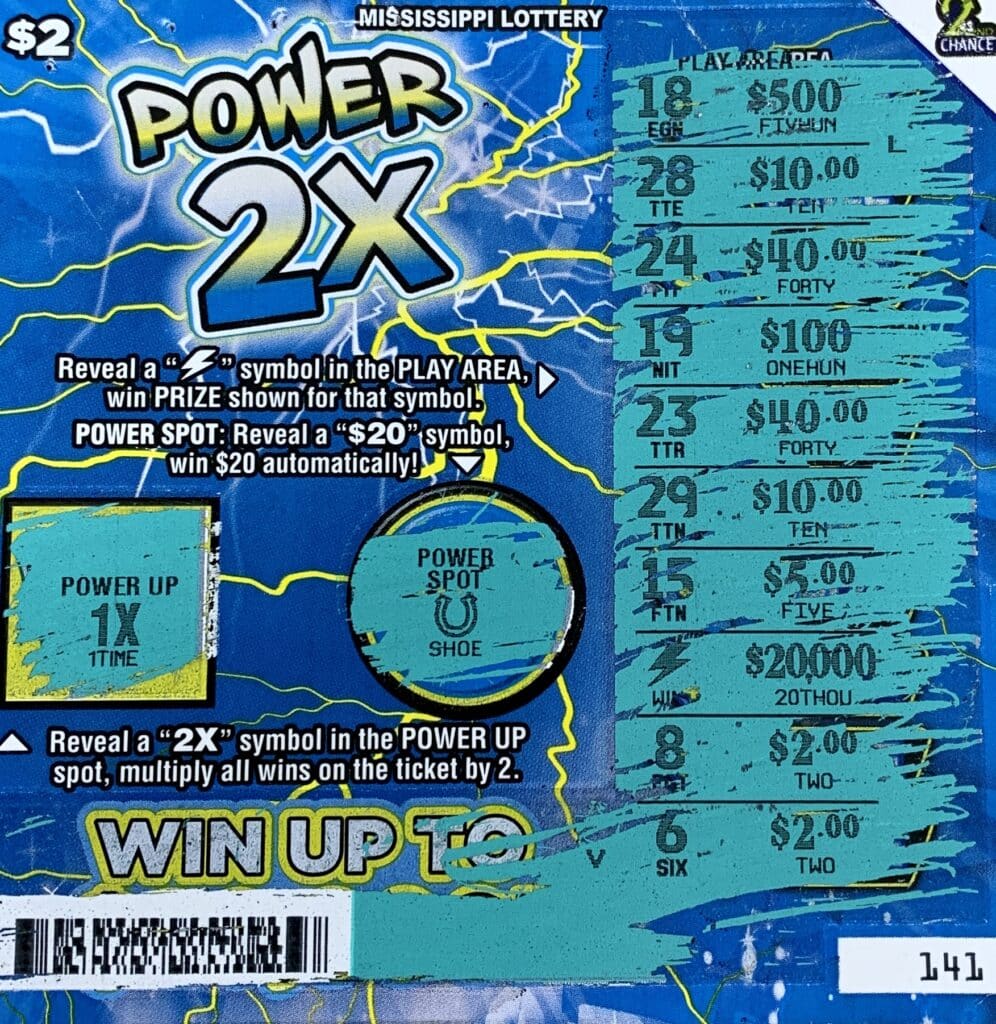 A Raleigh woman won $20,000 on a Power 2x scratch-off game purchased from Short Stop #2 on White Oak Ave., Raleigh.