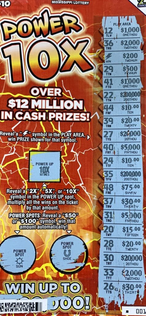 A Canton woman won $2,000 on a Power 10x scratch-off game purchased from Tobacco Depot on Meadowlark Dr., Canton.