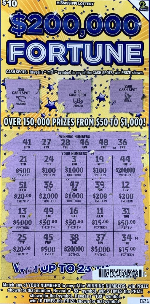 A Brandon woman won $2,000 on a $200,000 Fortune scratch-off game purchased from Chevron on W. Government Street., Brandon.