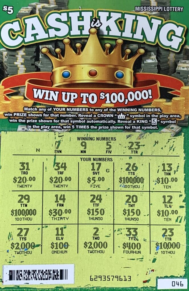 A Winona man won $10,000 on a Cash is King scratch-off game purchased from Winona Express LLC on N. Applegate St., Winona.