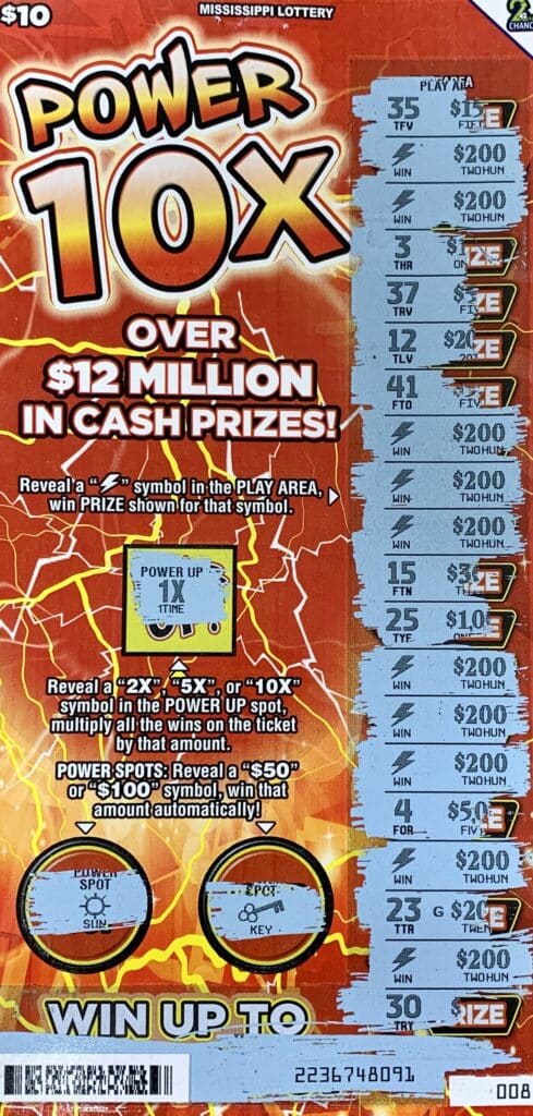 A Meridian woman won $2,000 on a Power 10x scratch-off game purchased from North Hill Sunoco on N. Hill St., Meridian.