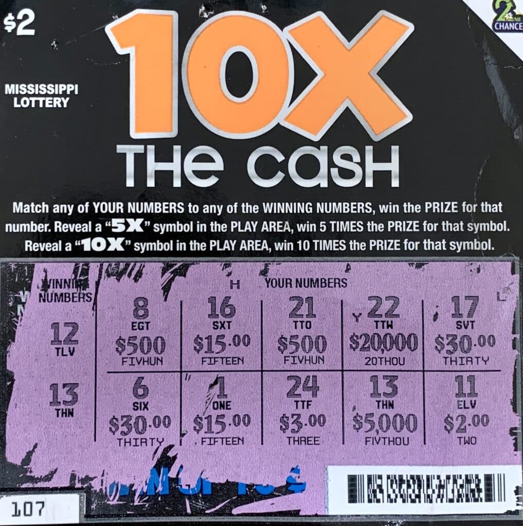 A Tupelo man won $5,000 on a 10x the Cash scratch-off game purchased from Nilkanth of Tupelo LLC on E. Main St., Tupelo.