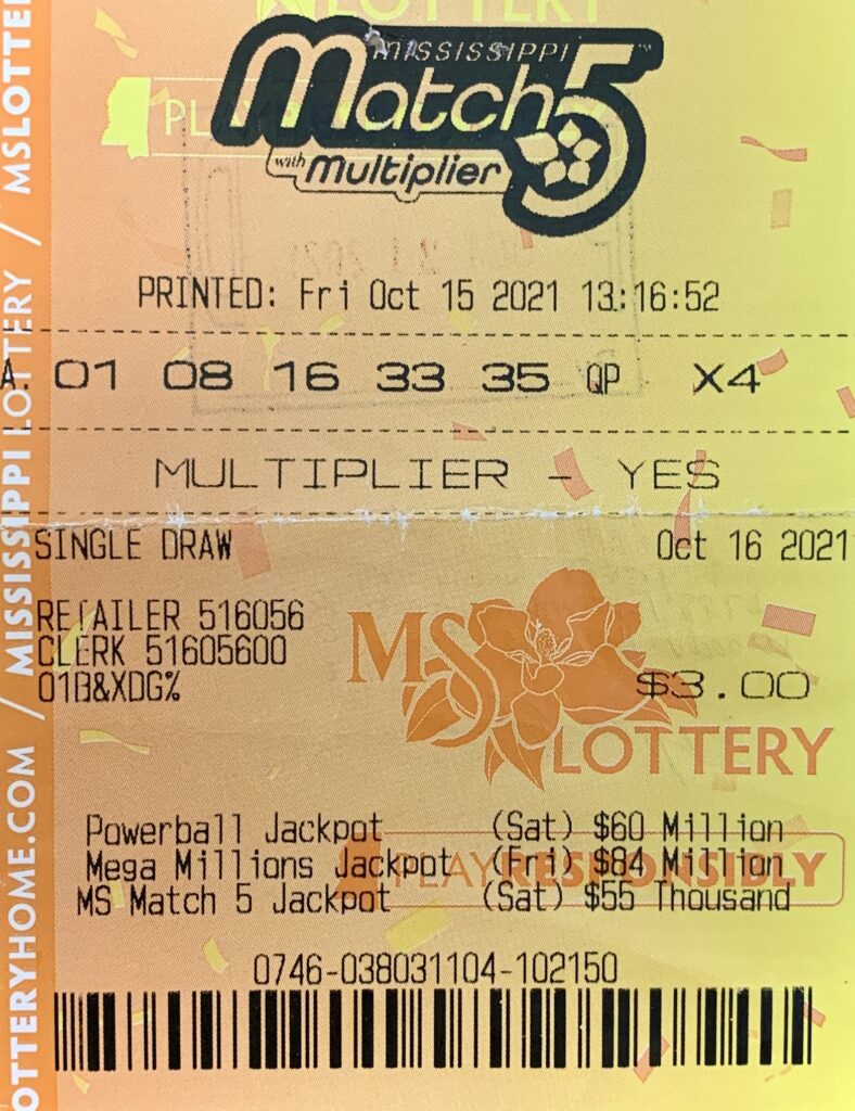 A Woodville man won $800 on a Mississippi Match 5 ticket purchased from Murphy Oil USA #7746 on Sergeant S. Prentiss Dr., Natchez.