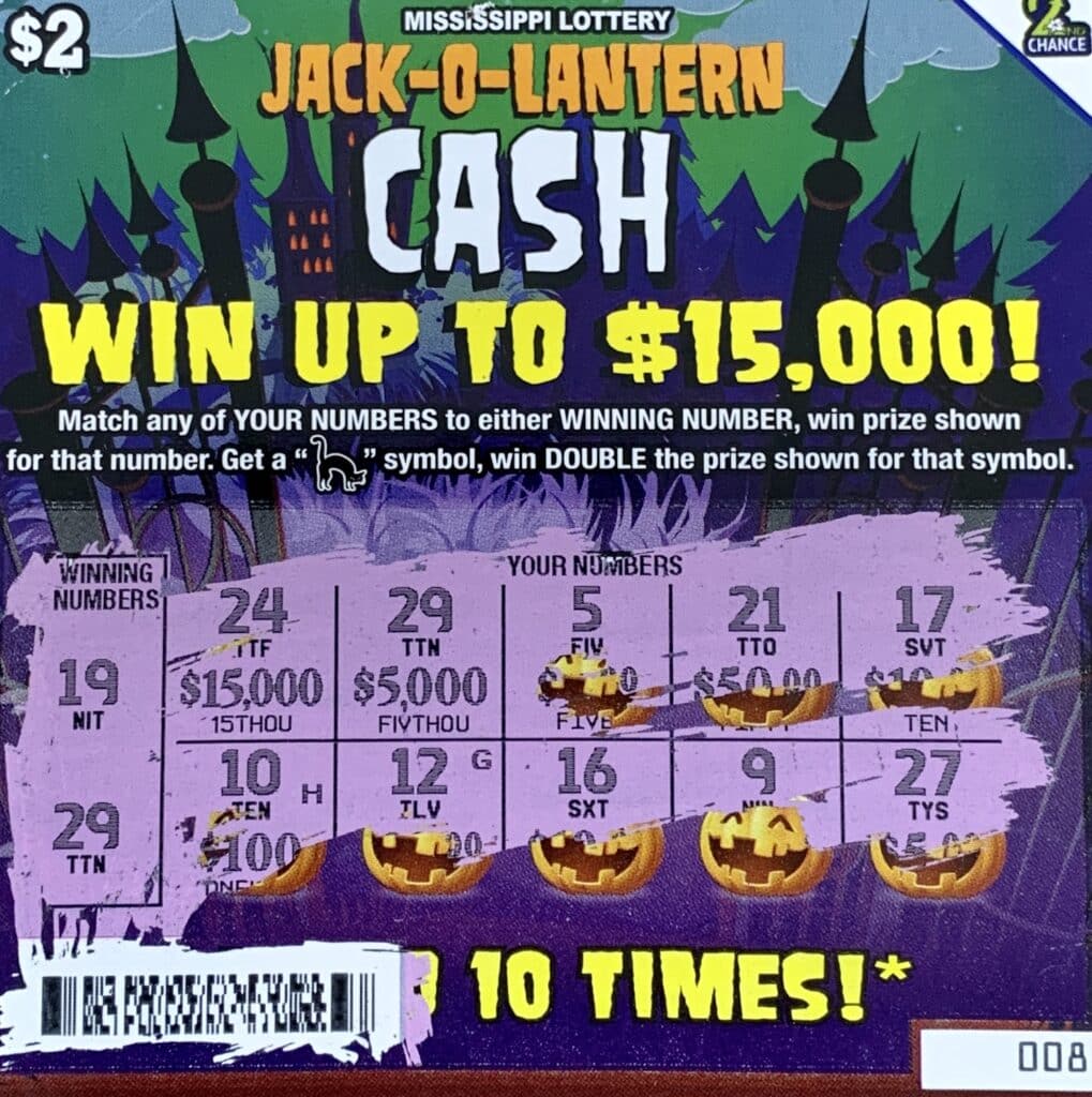 A Canton man won $5,000 on a Jack-O-Lantern Cash scratch-off game purchased from Chandi Food Mart on W. Peace St., Canton.