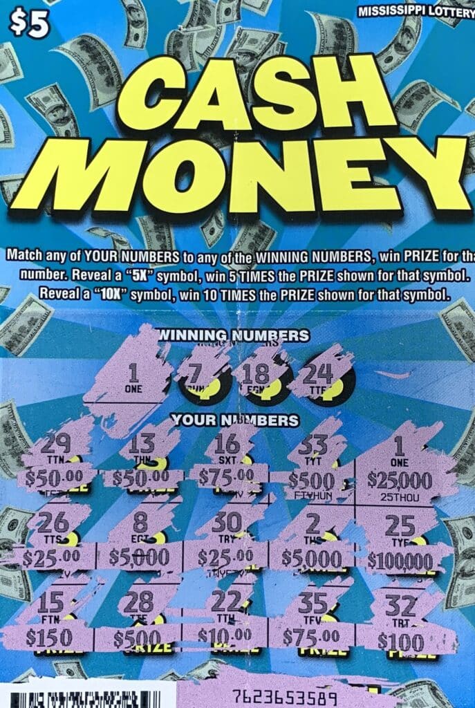 A Forest woman won $25,000 on a Cash Money scratch-off game purchased from Forest Red Apple Texaco on Hwy. 35 S., Forest.