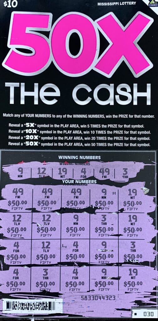 A Jonestown woman won $1,000 on a 50x the Cash scratch-off game purchased from Double Quick #105 on Desoto Ave., Clarksdale.