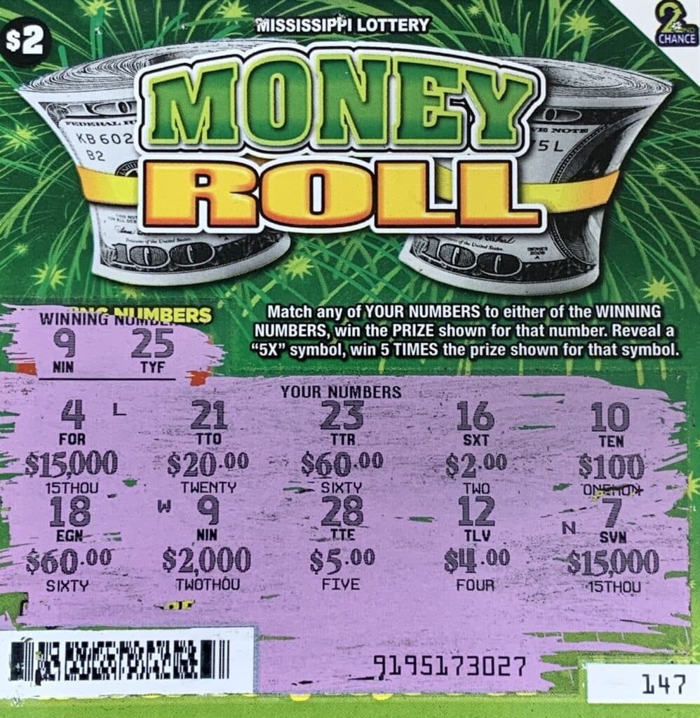 A Gautier woman won $2,000 on a Money Roll scratch-off game purchased from Fast Mart 12 on Hwy. 90, Gautier.