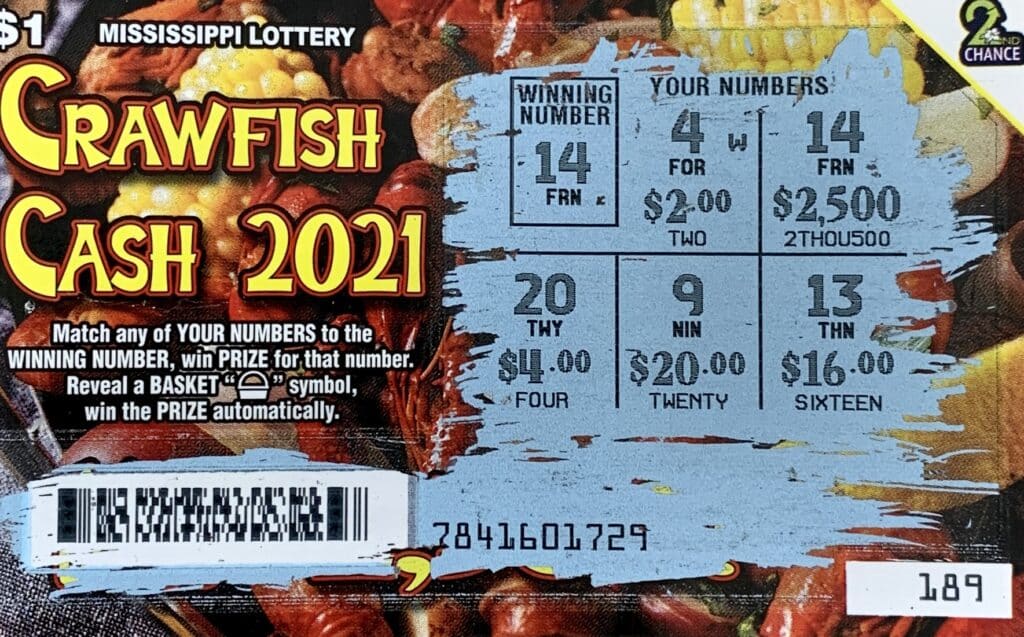 An Oxford woman won $2,500 on a Crawfish Cash 2021 scratch-off game purchased from West Jackson Chevron LLC on W. Jackson Ave., Oxford.