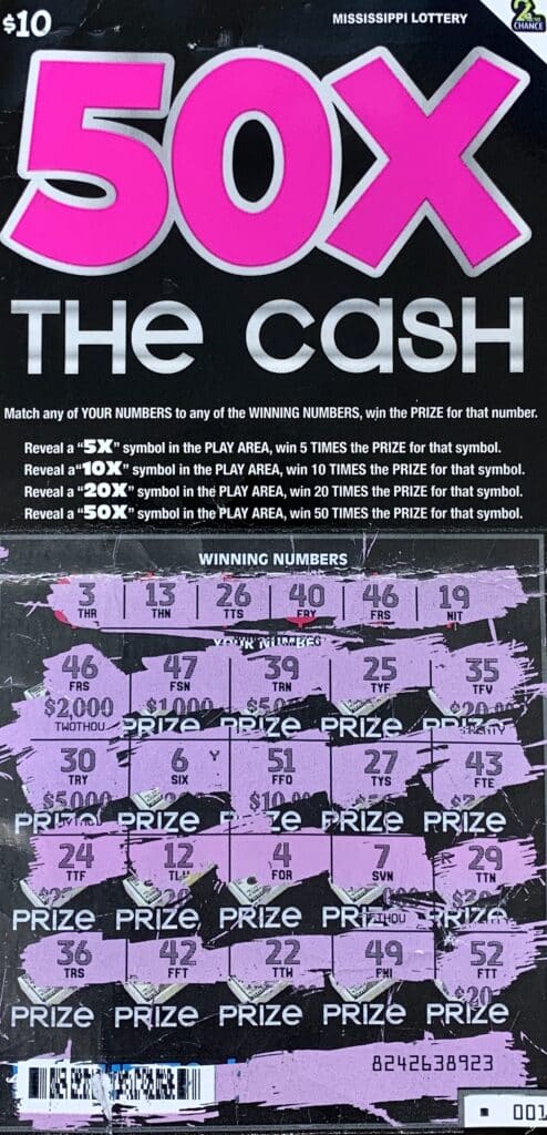 An Edgewater, Fla., woman won $2,000 on a 50x the Cash scratch-off game purchased from Circle K Store #2723752 on Northeast Interchange, Diamondhead.