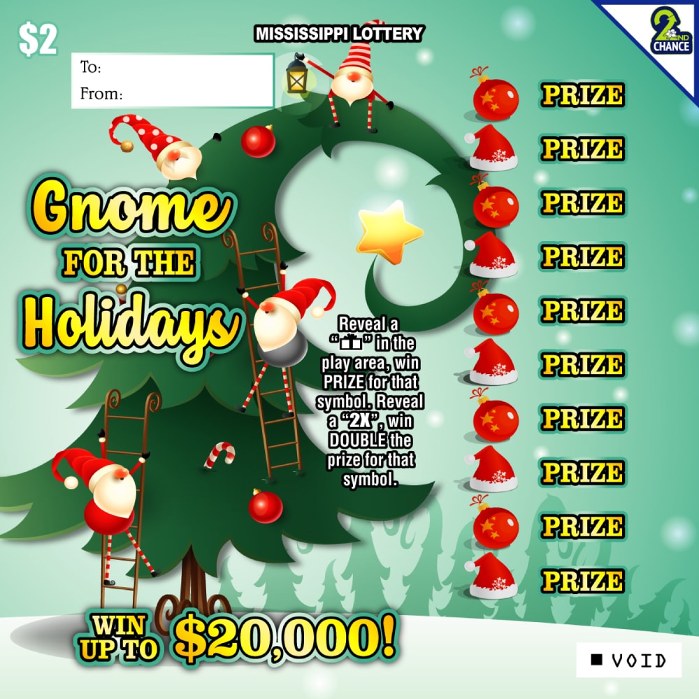 Gnome for the Holidays scratch-off ticket