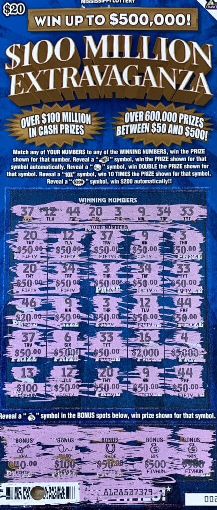 A Gulfport woman won $2,000 on a $100 Million Extravaganza scratch-off game purchased from Clark Oil Company Inc. #45 on Canal Rd., Gulfport.