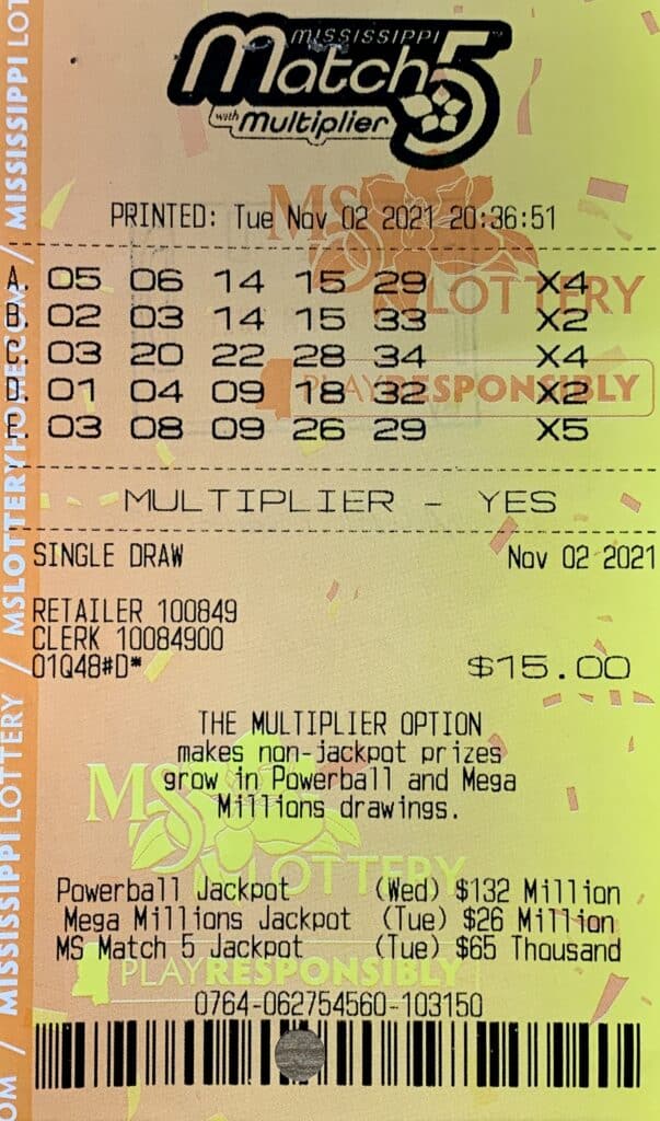 A Memphis, Tenn., man won $800 on a Mississippi Match 5 ticket purchased from Superlo Foods Number 5 on Goodman Rd., Southaven.