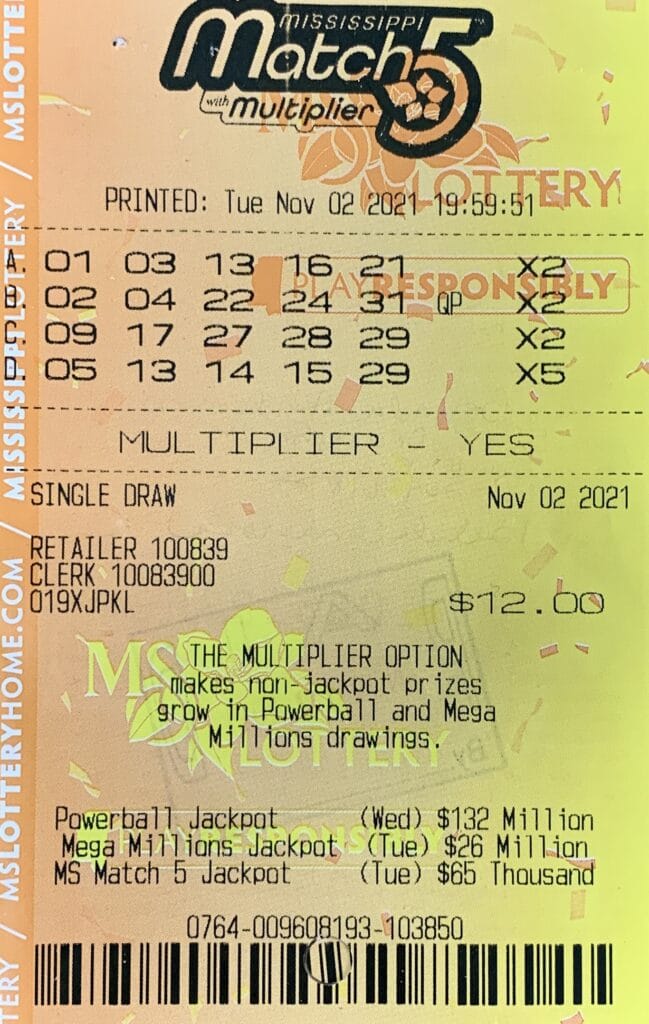 A Jackson woman won $1,000 on a Mississippi Match 5 ticket purchased at Westhaven Shopette on Westhaven Blvd., Jackson.