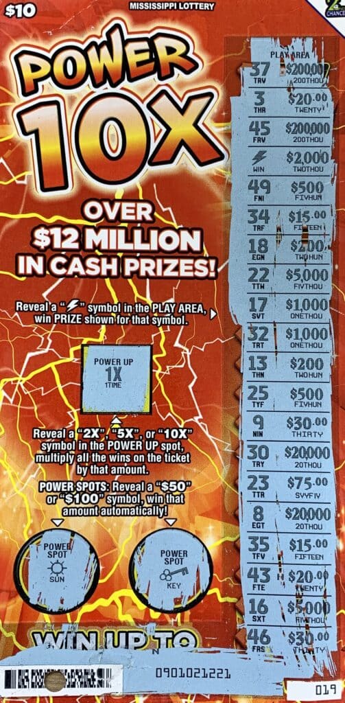 A Leflore County woman won $2,000 on a Power 10x scratch-off game purchased from Double Quick #202 on Hwy. 82 W., Greenwood.