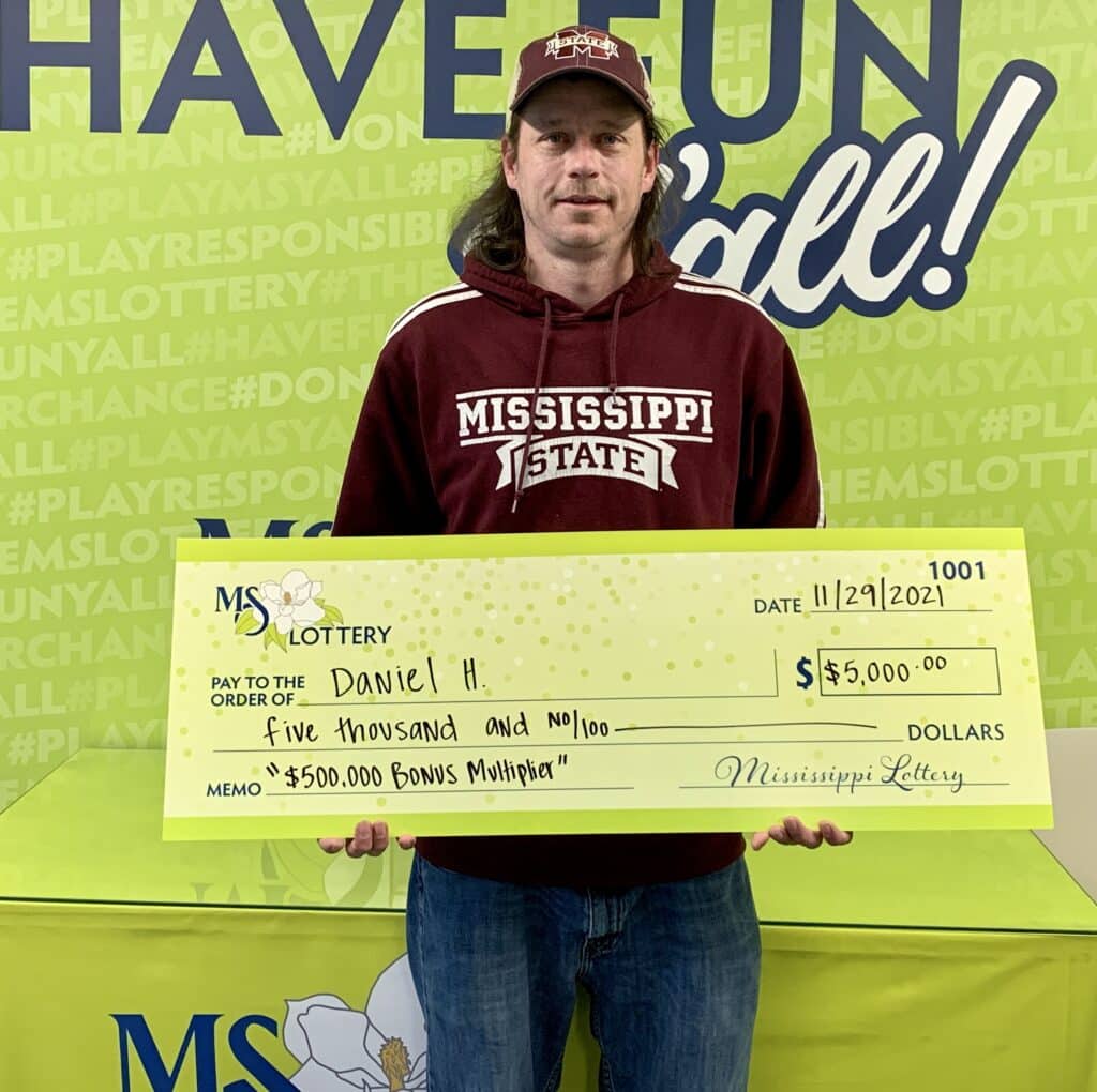 Daniel H. of Pontotoc won $5,000 on a $500,000 Bonus Multiplier scratch-off game purchased from Love's Travel Stop #398 on McCullough Blvd., Tupelo.