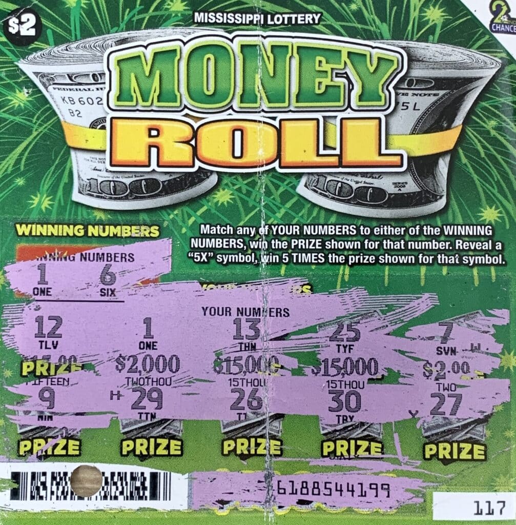 A Vicksburg woman won $2,000 on a Money Roll scratch-off game purchased from Chevron Byram on S. Siwell Rd., Byram.