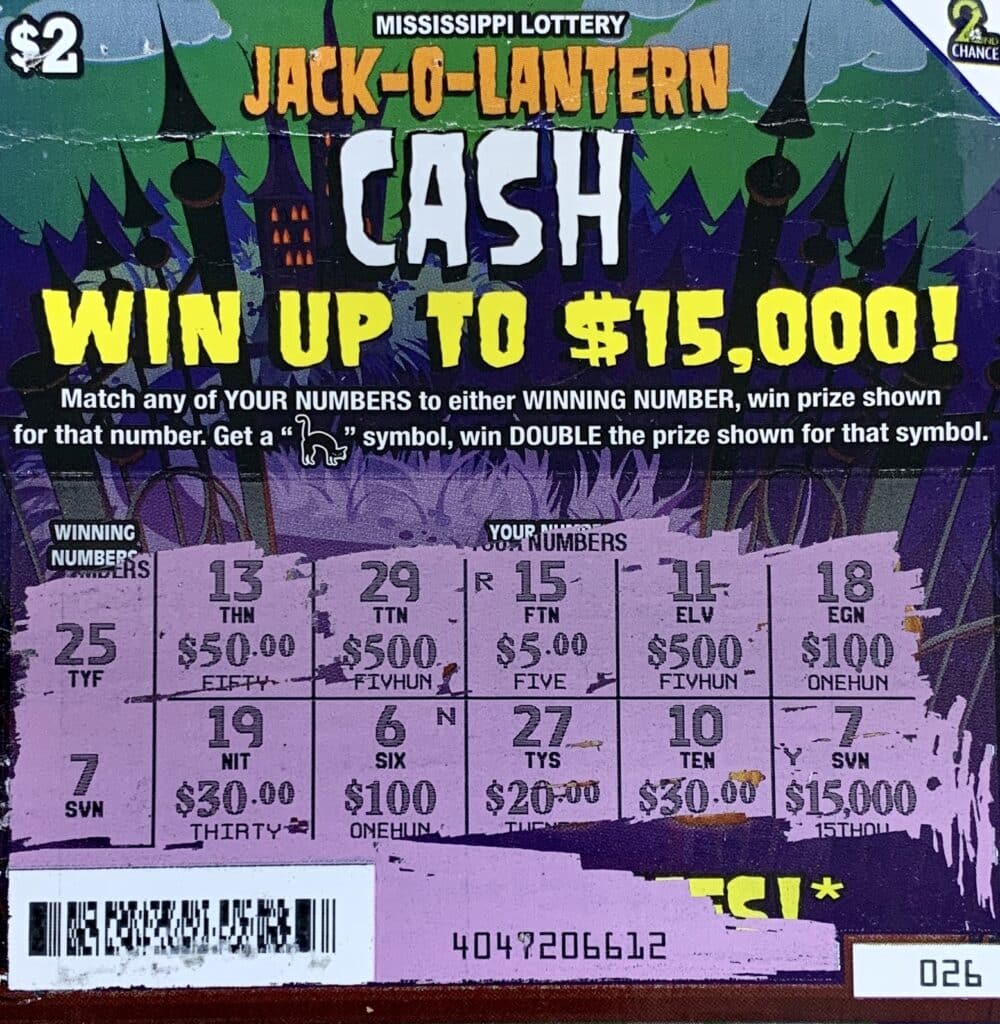 A Columbus woman won $15,000 on a Jack-O-Lantern Cash scratch-off game purchased from Sprint Mart #4135 on Hwy. 182 E., Columbus.