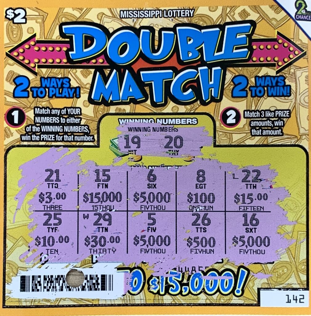 An Indianola woman won $5,000 on a Double Match scratch-off game purchased from Sai Ram 0102 LLC on Hwy. 82 E., Indianola.