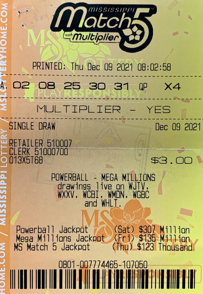 A Booneville man won $800 on a Mississippi Match 5 ticket purchased from Blue Sky #710 on S. Second St., Booneville.