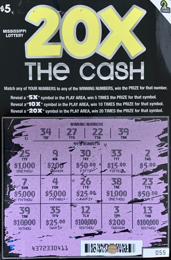 A Moblie, Ala., player won $10,000 on a 20x the Cash scratch-off game purchased at Circle K #2723459 on Ridriquez St., D’Iberville.