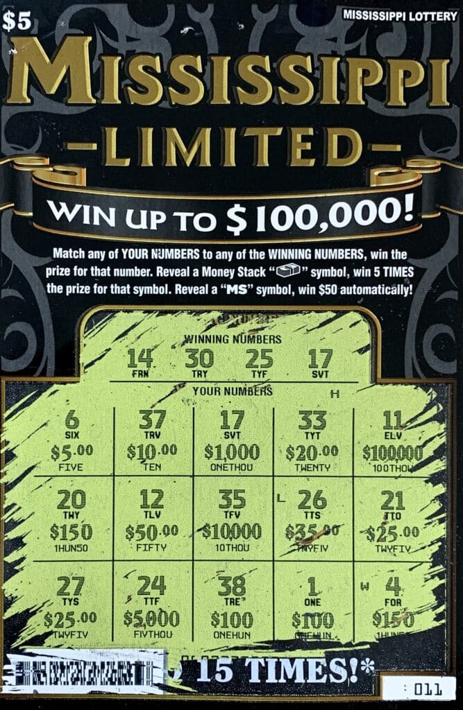 A Jackson man won $1,000 on a Mississippi Limited scratch-off game purchased from Flag Chapel Food Retail LLC on N. Flag Chapel Rd., Jackson.