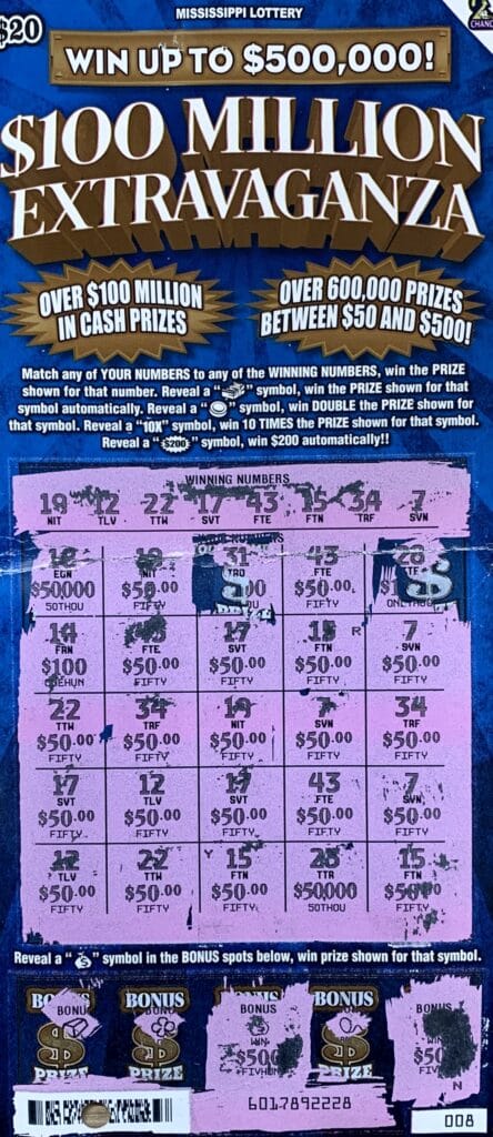 A West Covina, Calif., player won $2,000 on a $100 Million Extravaganza scratch-off game purchased from Faststop #3 on Summerland Rd., Taylorsville.