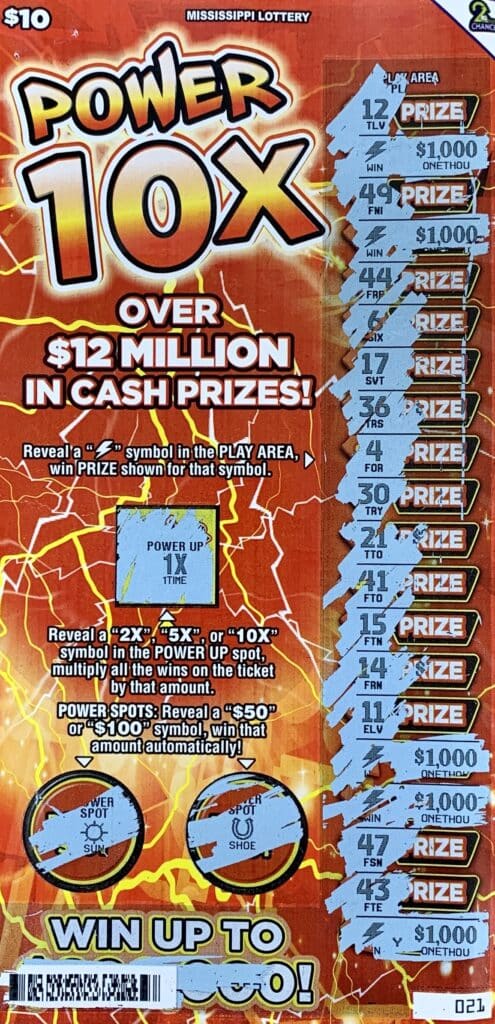 A Winona player won $5,000 on a Power 10x scratch-off game purchased from Winona Express LLC on N. Applegate St., Winona.