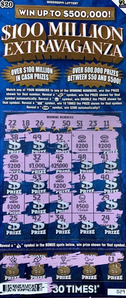 orence woman won $2,000 on a $20 $100 Million Extravaganza scratch-off game purchased from Circle K Store #2723392 on Chantilly St., Laurel.