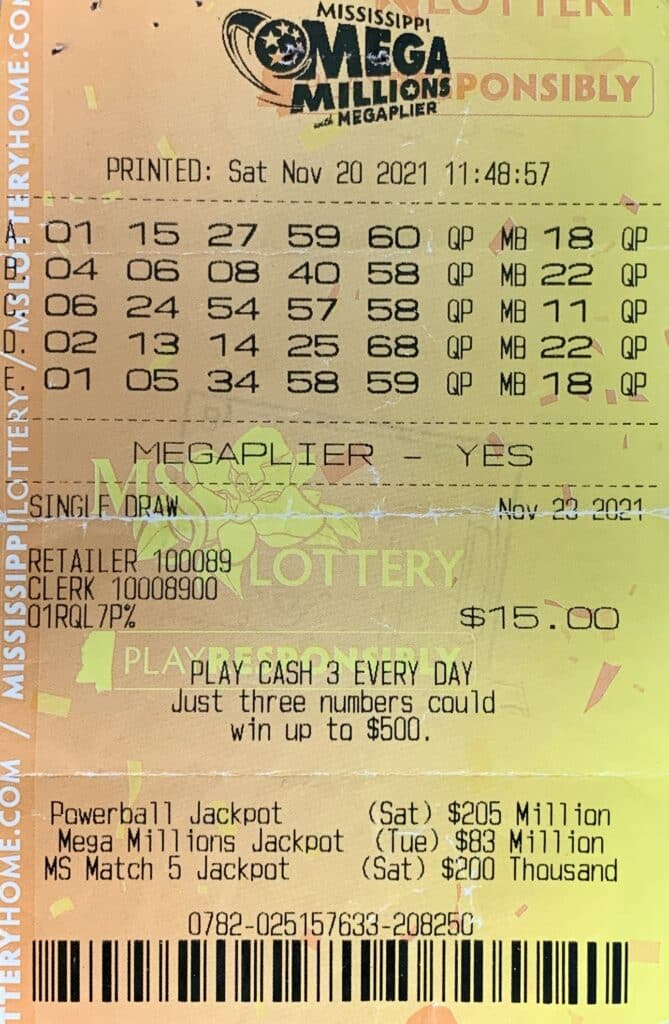 A Gautier man won $1,500 on a $15 Mega Millions ticket purchased from New Palace Casino on Howard Ave., Biloxi.