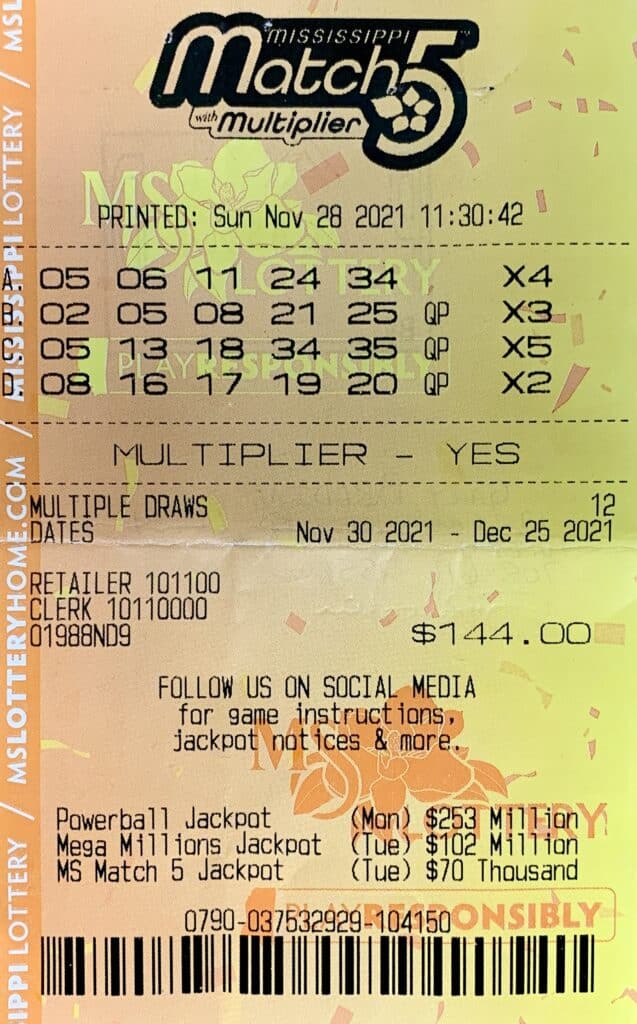 A Tupelo man won $830 on a Mississippi Match 5 with Multiplier ticket purchased from K's Tobacco & Brew on Hwy. 145 S., Saltillo.