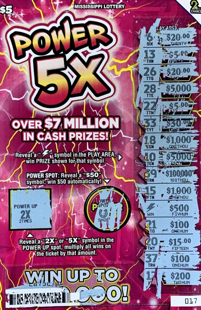 A Clarke County woman won $1,000 on a $5 Power 5x scratch-off game purchased from Clark Oil Company Inc. #5 on S. 16th Ave., Laurel.