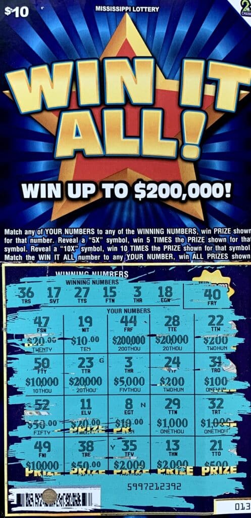 A Brooksville player won $5,000 on a $10 Win it All scratch-off game purchased from Chevron Quick Shop on Hwy. 12 W., Starkville.