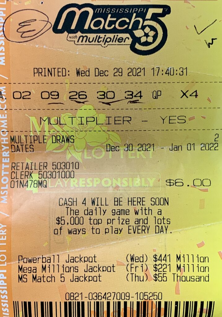 A New Orleans, La., man won $800 on a Mississippi Match 5 ticket with Multiplier purchased from County Farm Rd., Gulfport.