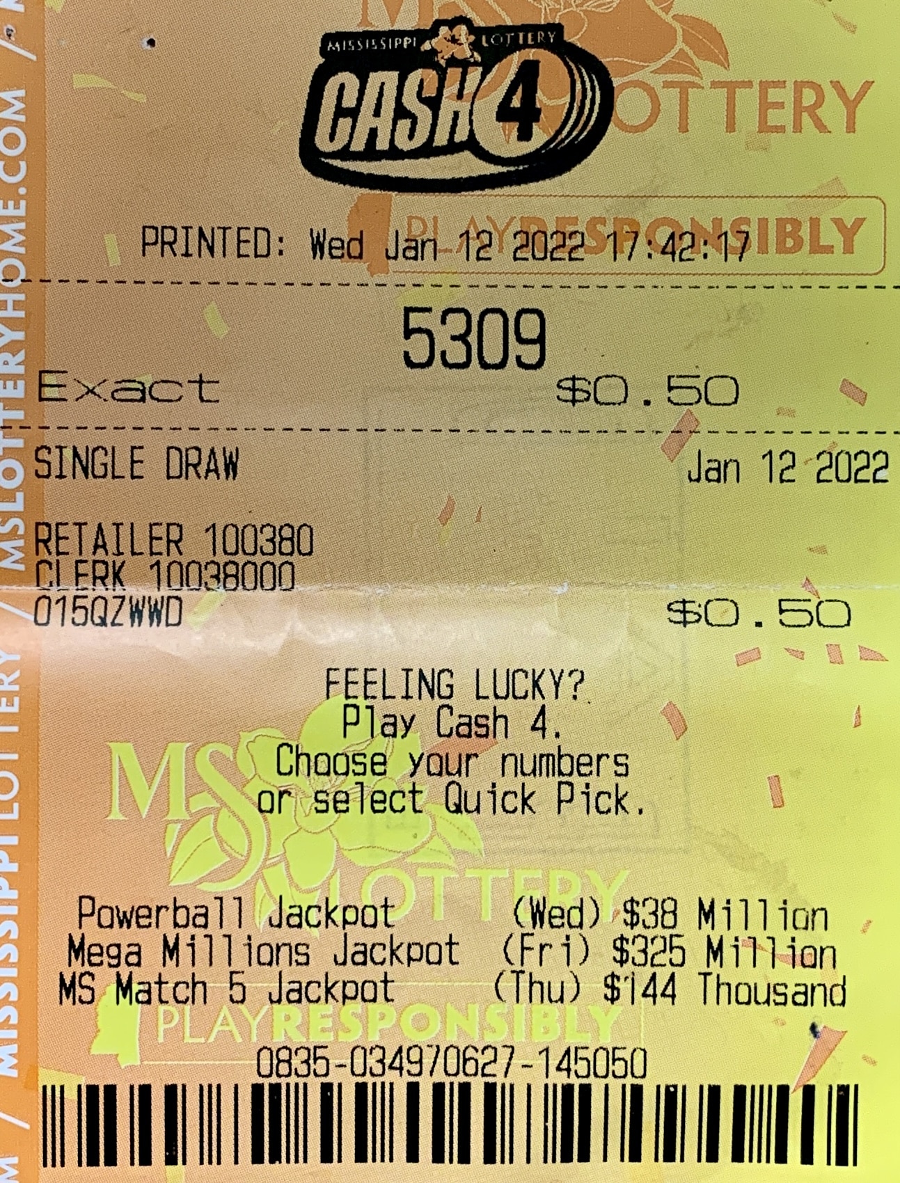 A Meridian woman won $2,500 on a Cash 4 ticket purchased from King City on Hwy. 39 N., Meridian.