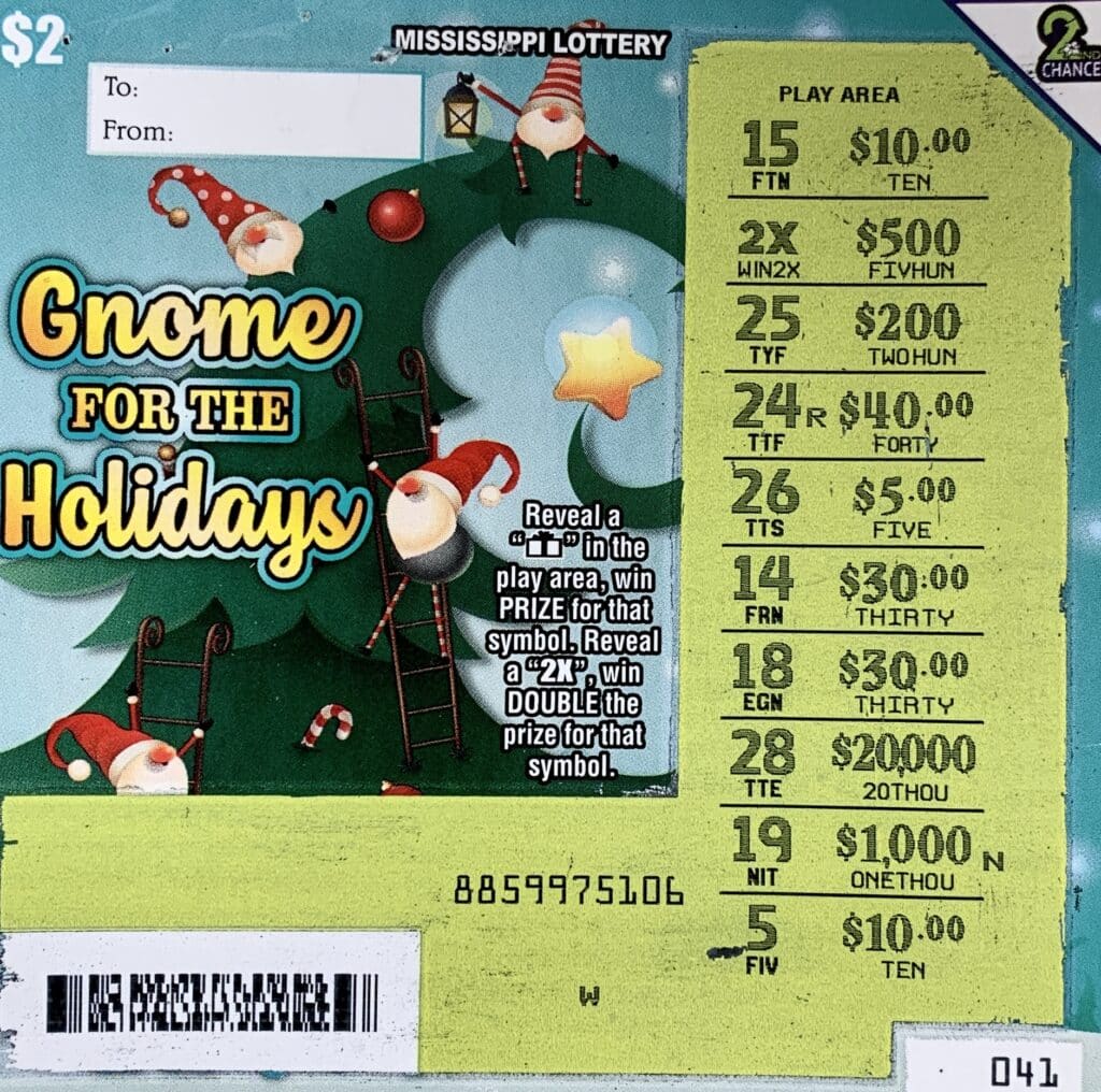 A Jackson woman won $1,000 on a $2 Gnome for the Holidays scratch-off game purchased from Gabru LLC on W. Woodrow Wilson Ave., Jackson.